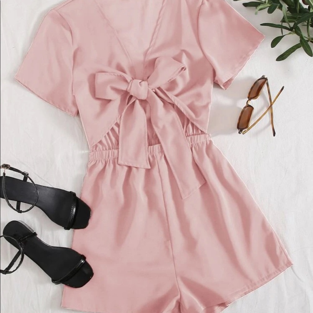 Pink Tie Front Romper